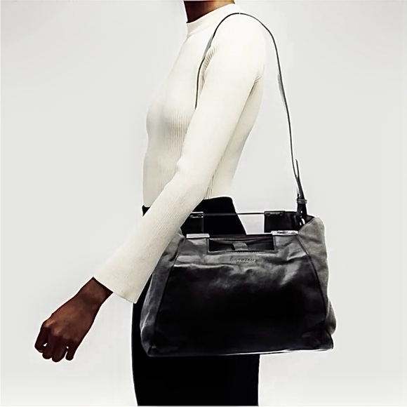 Halston Heritage NEW Crackled Leather Suede
